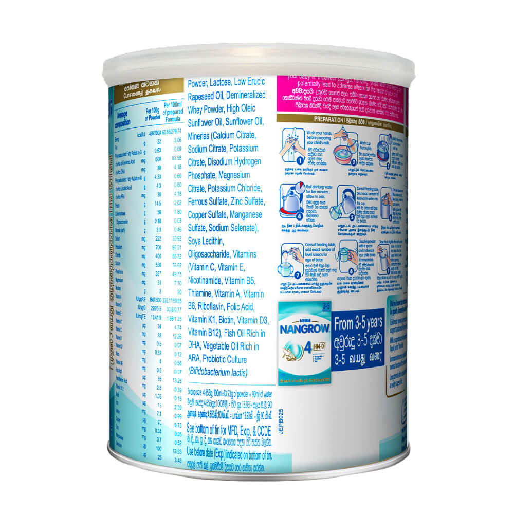 Nestle NANGROW 3 HMO Milk Formula for 1 to 3 years Children, 400g Tin