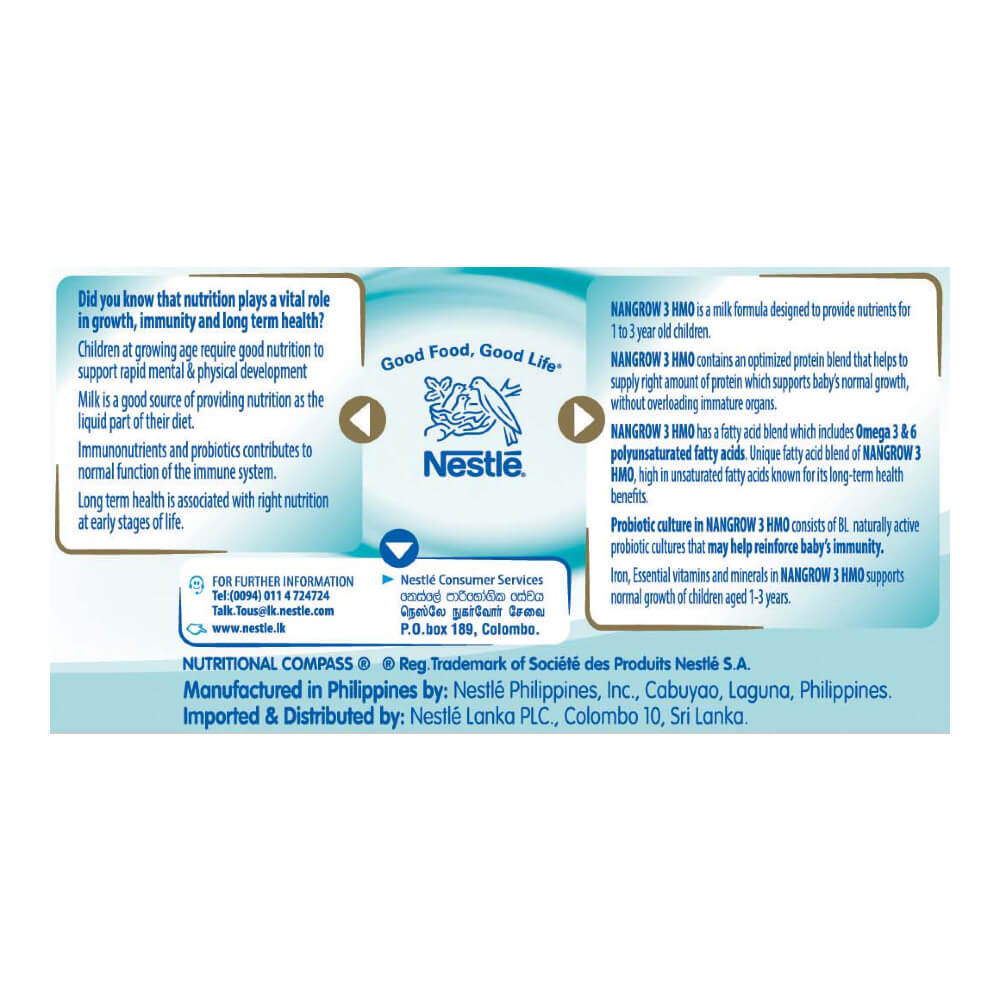 Nestle NANGROW 3 HMO Milk Formula for 1 to 3 years Children, 400g Tin