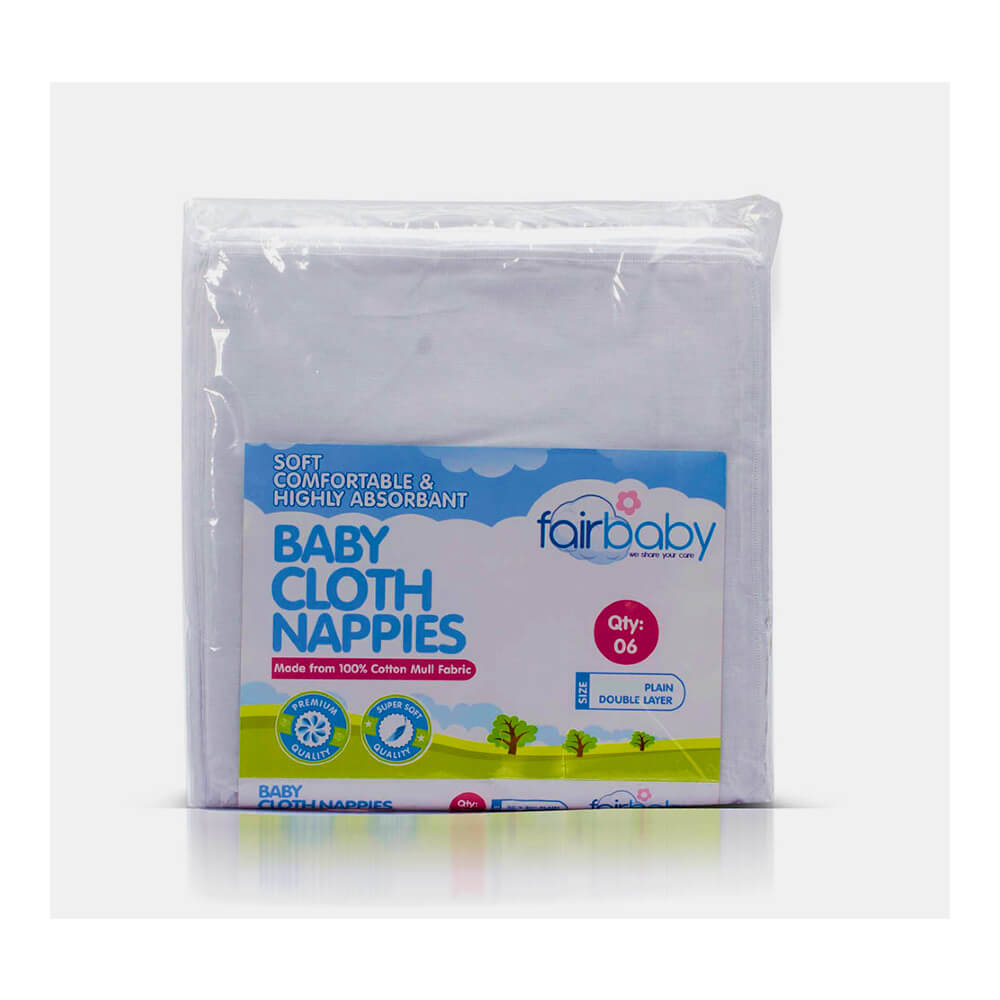 Fair Baby White Nappy 18x18 With Colour Edging 