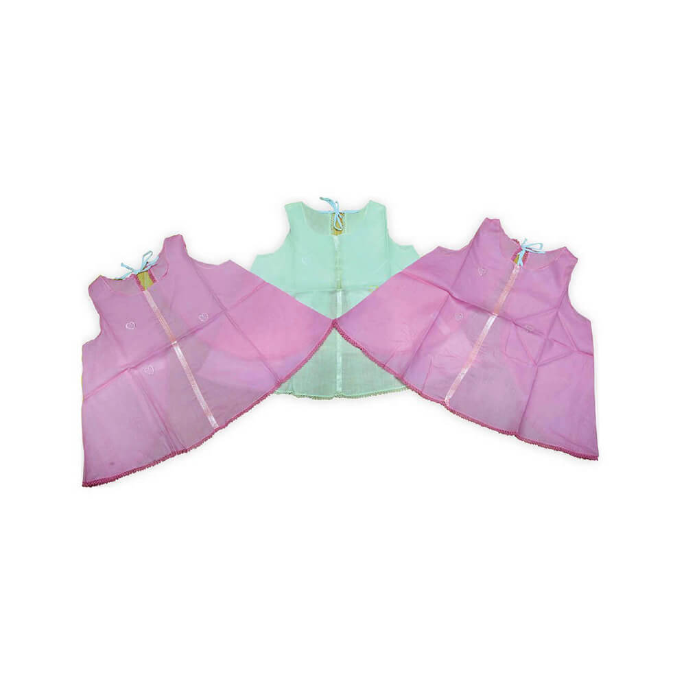 Kids Joy New Born Frock With Lace (3 Pieces)