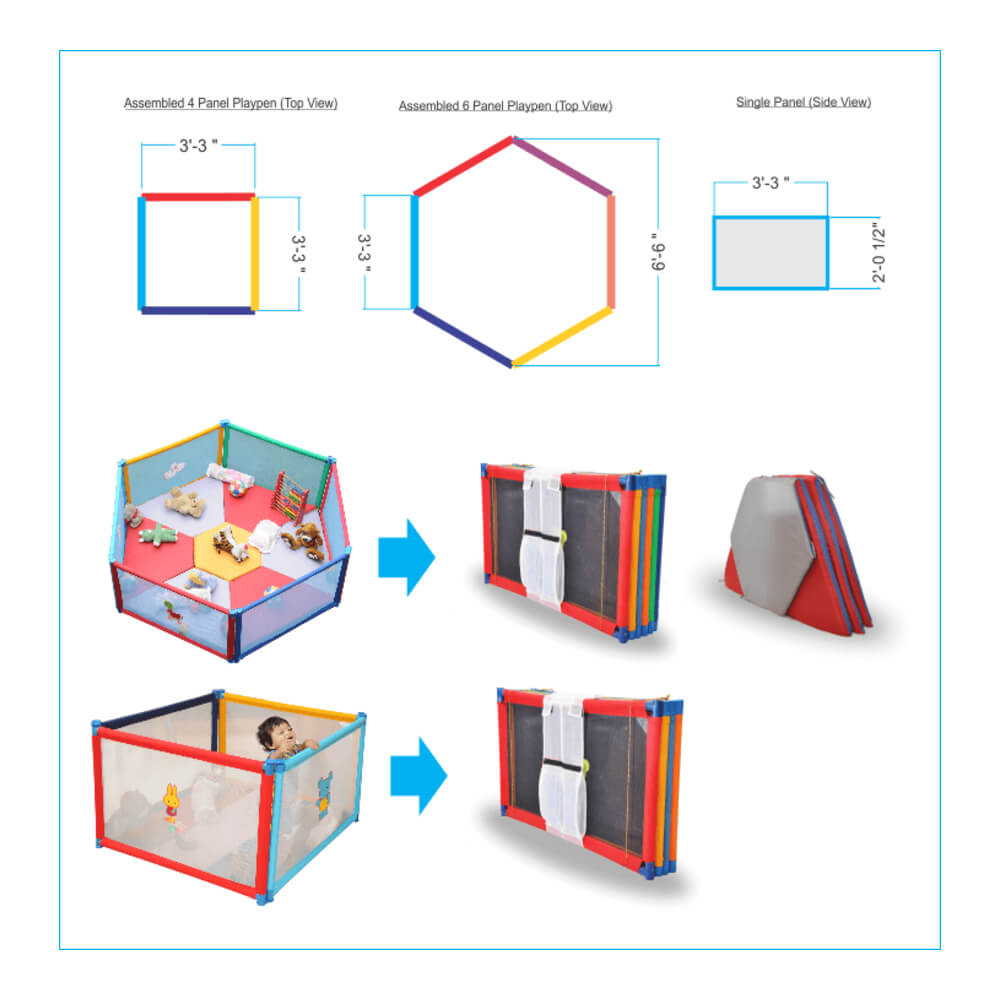 POCO CASA - Playpen 6 panel (without metress)