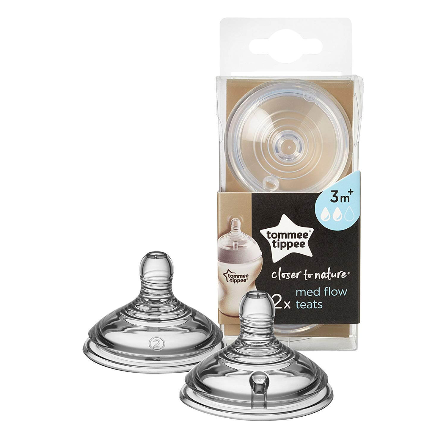 Tommee Tippee Closer To Nature Teats 2 pcs - Medium Flow - 3m+
