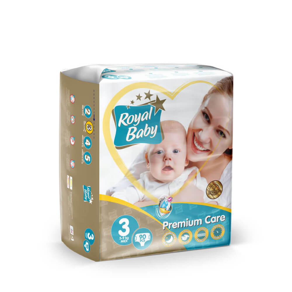 Royal Baby Premium Care Diaper Size 3 (Medium) - 90pcs