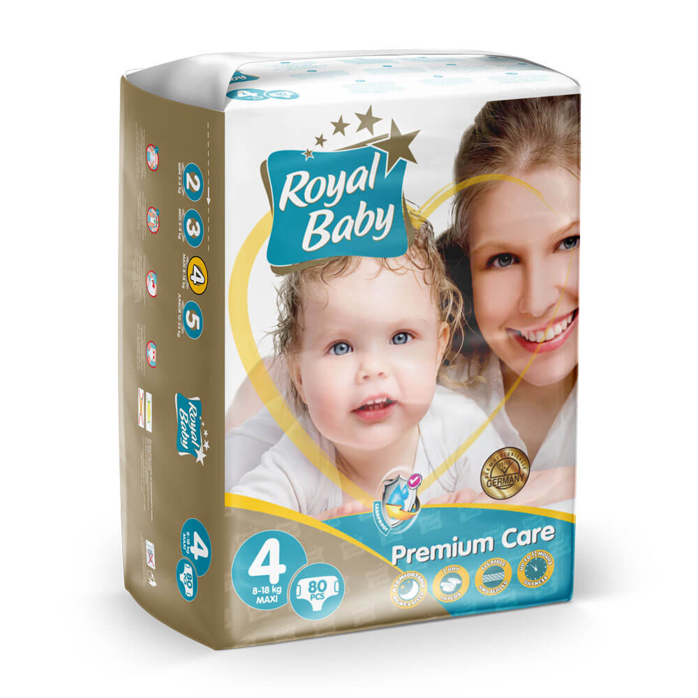 Royal Baby Premium Care Diaper Size 4 (Large) - 80pcs