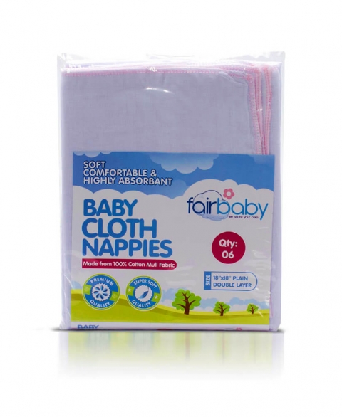 Fair Baby White Nappy 18x18 With Colour Edging 