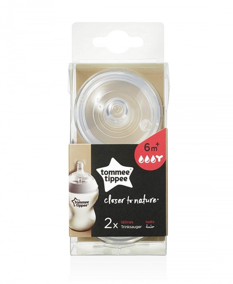Tommee Tippee Closer To Nature Teats 2pcs - Y Cut -  Thick Feed 6M+