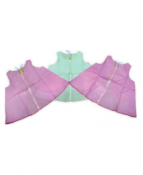 Kids Joy New Born Frock With Lace (3 Pieces)