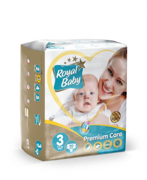 Royal Baby Premium Care Diaper Size 3 (Medium) - 90pcs