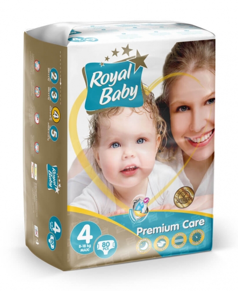 Royal Baby Premium Care Diaper Size 4 (Large) - 80pcs