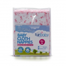 Fair Baby Nappy Printed 18x18 With Colour Edging  6pcs Pack